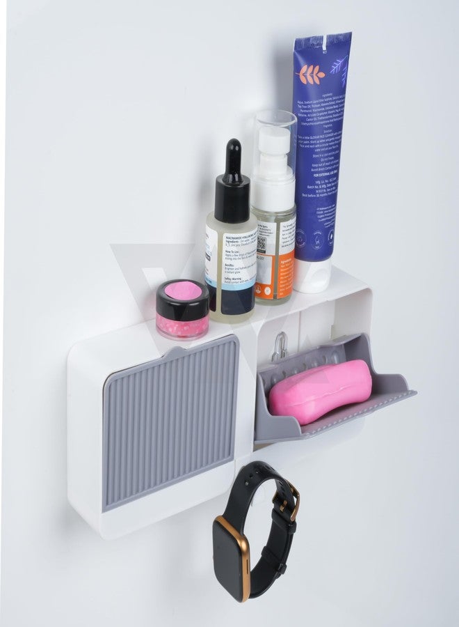 TRENDBIT [Pack of 1] New Creative Wall Mounted Soap Box with Lid Double Grids Soap Draining Rack Bathroom Soap Holder, Double Soap Bar Box [Multi-Color] - Image 1